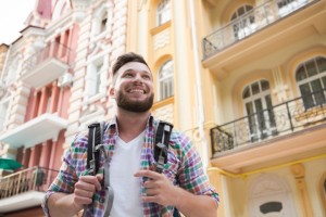 traveler happy man